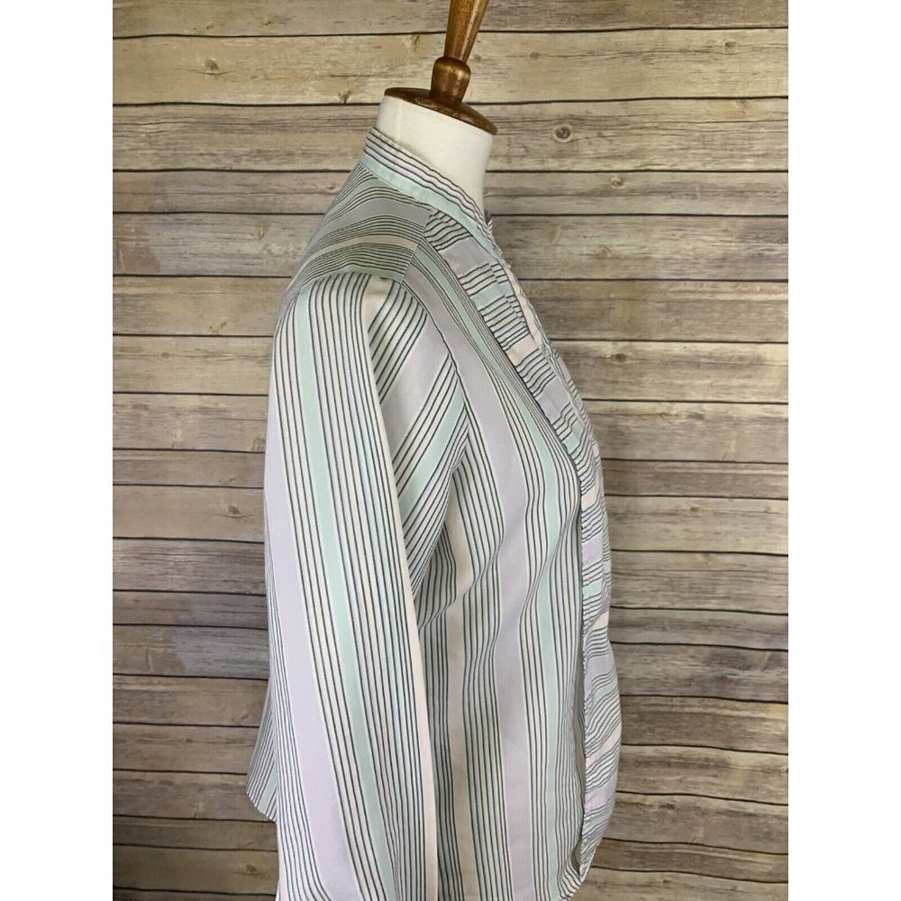 Cheryl Tiegs Womens 14 Vintage Blouse Striped Button Front Long Sleeve Boho - Picture 8 of 9